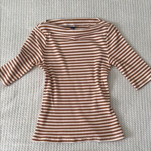 Old Navy Brown and White Striped Long Sleeve Top